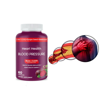 Herbal Supplements 3 in 1 For Heart Health Blood Health OEM Beet Root Capsules With CoQ10 Grape Seed Extract Capsules